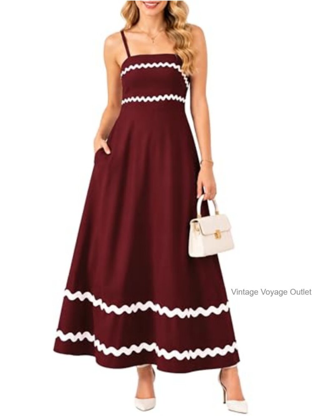 Smocked Backless A-Line Midi Sundress with Adjustable Spaghetti Straps